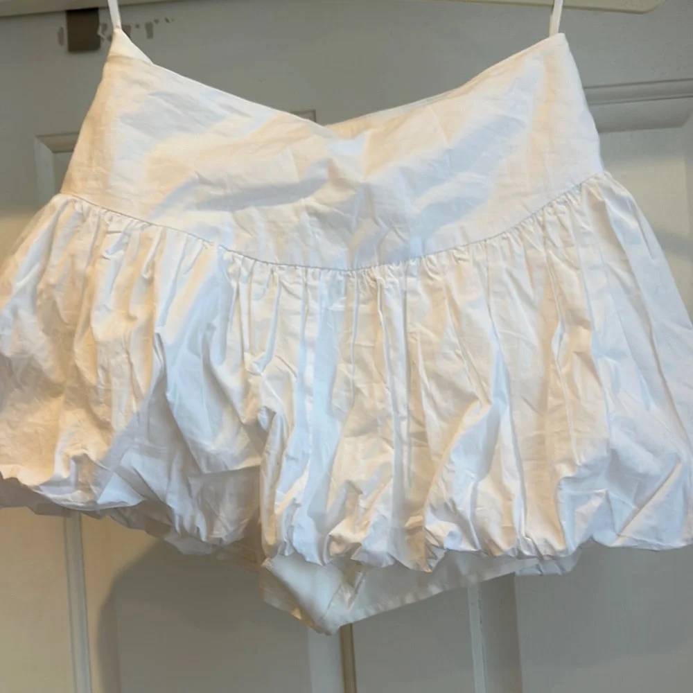 White Women's Ruffled Shorts - Picture 1 of 2